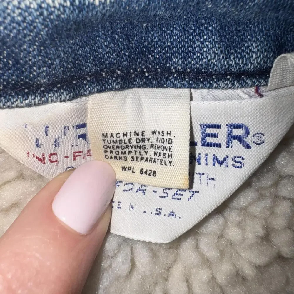 VTG 70s/80s Wrangler No Fault Denims Sherpa Lined Vest RARE Tag Made in USA XL - Picture 7 of 8